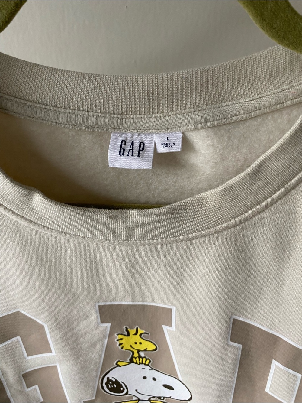 Gap Peanuts Halloween Sweatshirt Size Large Oversized Cropped EUC Beige Snoopy - Picture 6 of 16